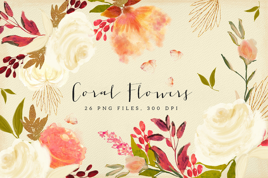 Coral Flowers in Illustrations - product preview 8
