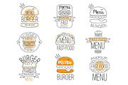Burger Street Food Promo Labels Collection
