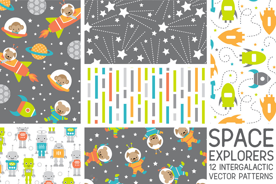 Space Explorers Vector Patterns
