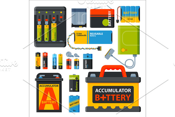 Battery energy electricity tool vector illustration.