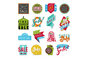 Shop sale flat vector stickers banner illustration