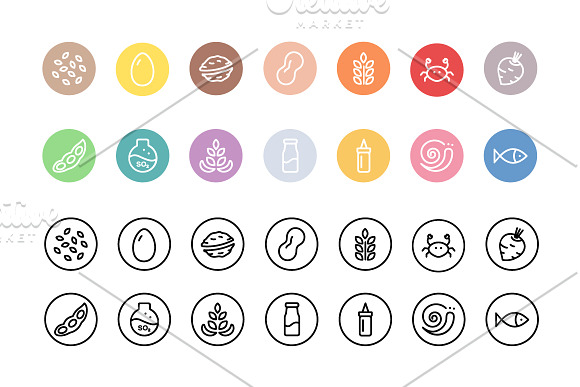 Food Allergens Icon Set in Graphics - product preview 1