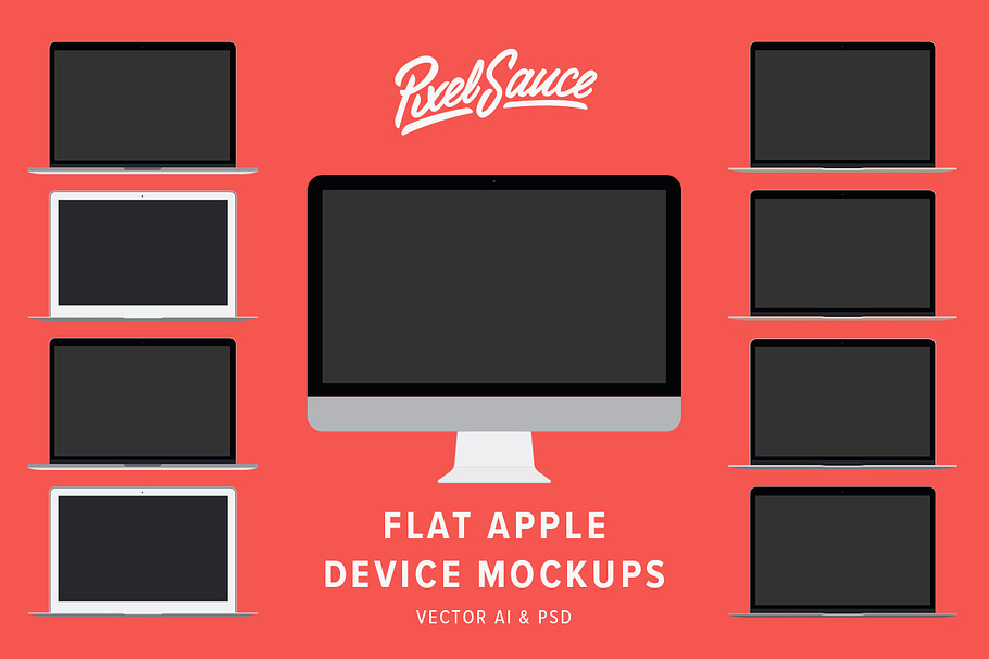 Flat Apple Device Mockups
