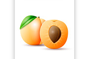 Whole and half apricot
