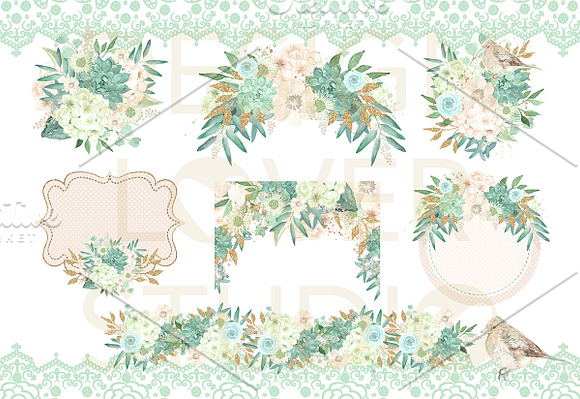 Watercolor Mint Dreams design in Illustrations - product preview 1