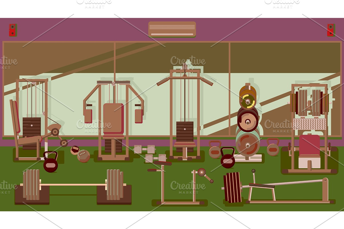 Flat colorful gym. in Illustrations - product preview 8