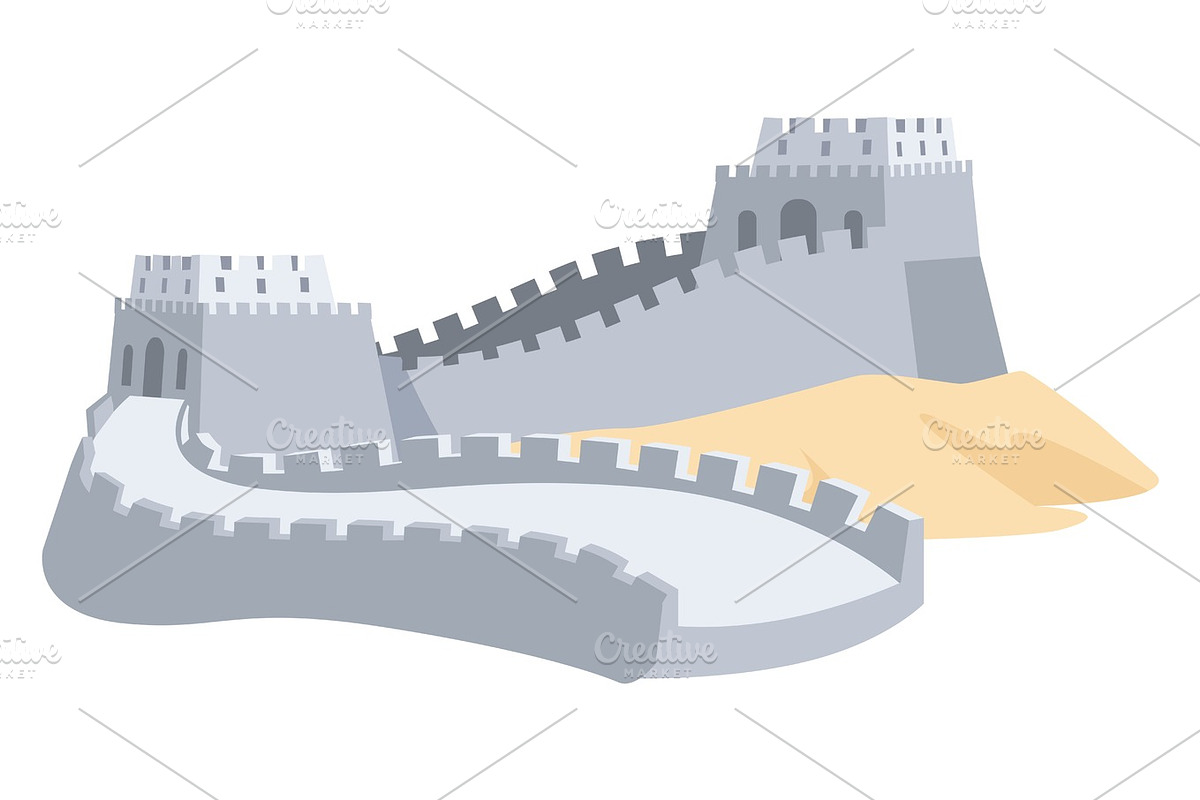 Great Wall of China. Part of Ancient Structure in Illustrations - product preview 8
