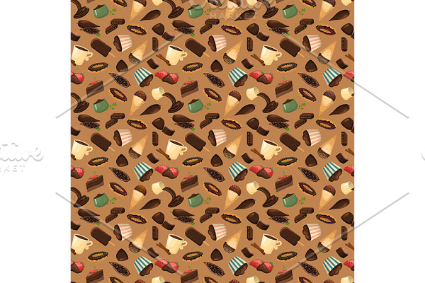 Chocolate sweets background vector illustration.
