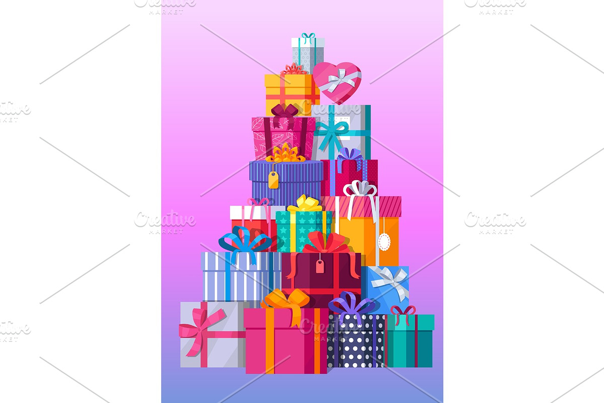 Set of Colorful Gift Boxes Vector Illustrations in Objects - product preview 8