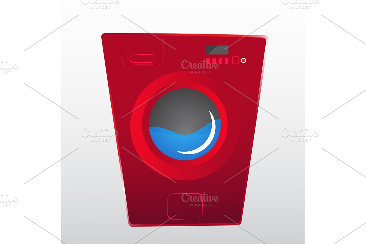 red washing machine in flat style. isolated modern vector illustration in Objects - product preview 8