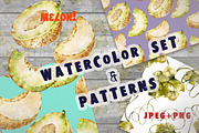 Watercolor patterns with melon