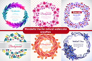 Watercolor nature wreathes