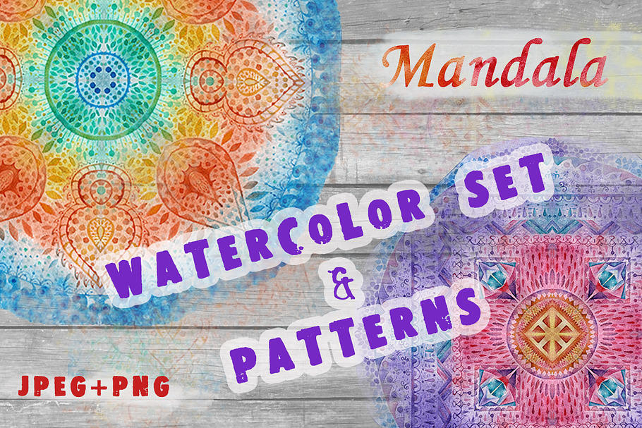 Watercolor Mandala art & pattern in Illustrations - product preview 8