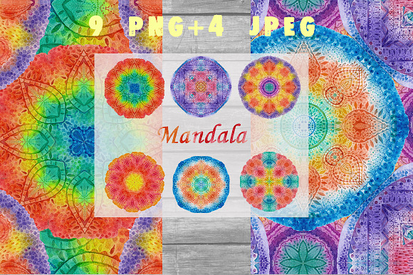Watercolor Mandala art & pattern in Illustrations - product preview 1