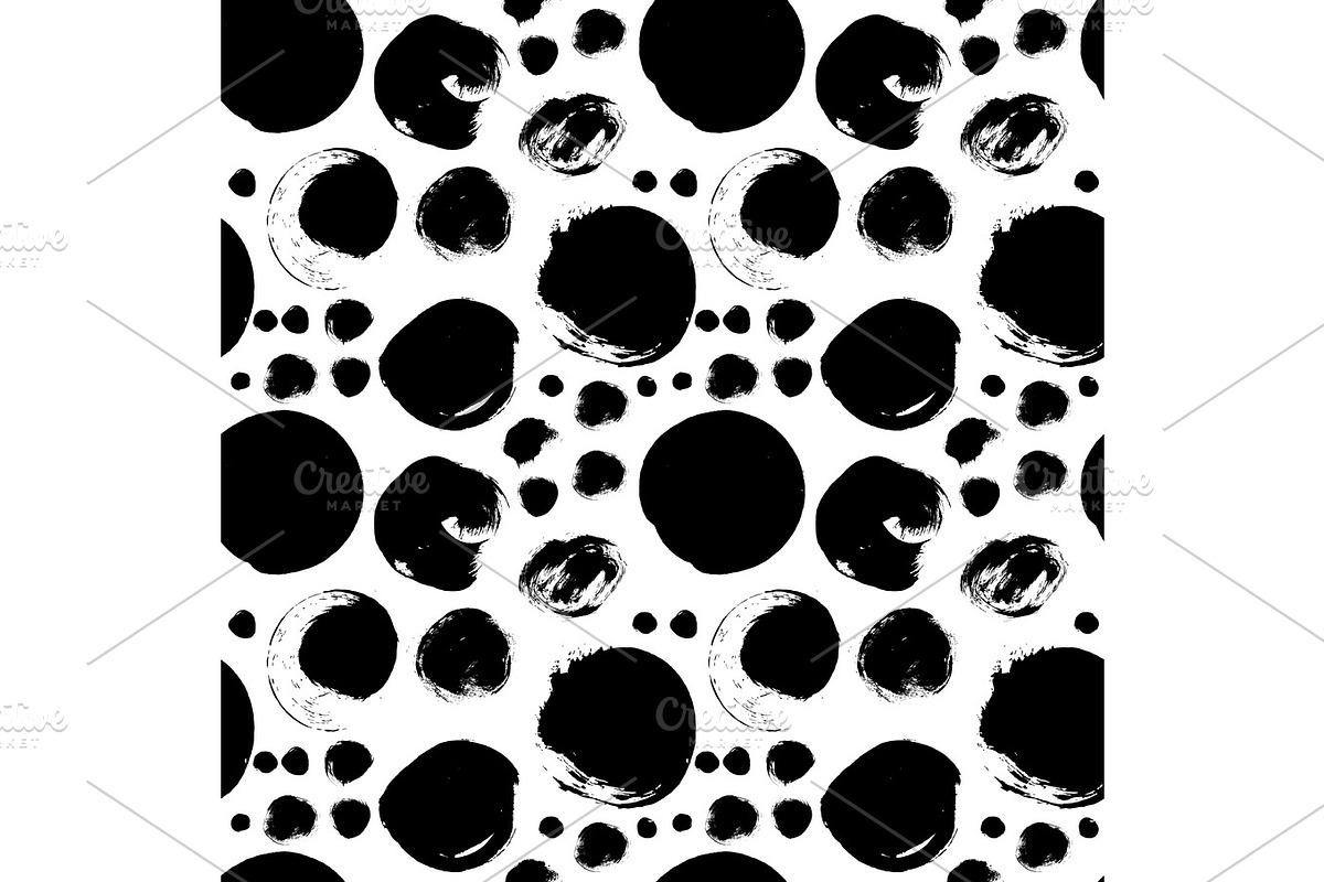 Seamless black and white pattern with abstract circles in Textures - product preview 8