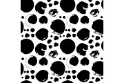 Seamless black and white pattern with abstract circles