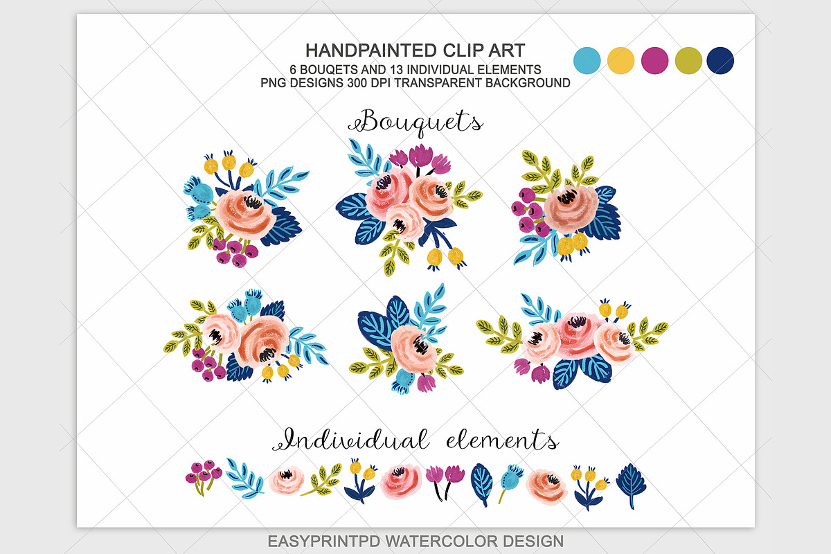 Spring Wedding Floral Clipart in Illustrations - product preview 8