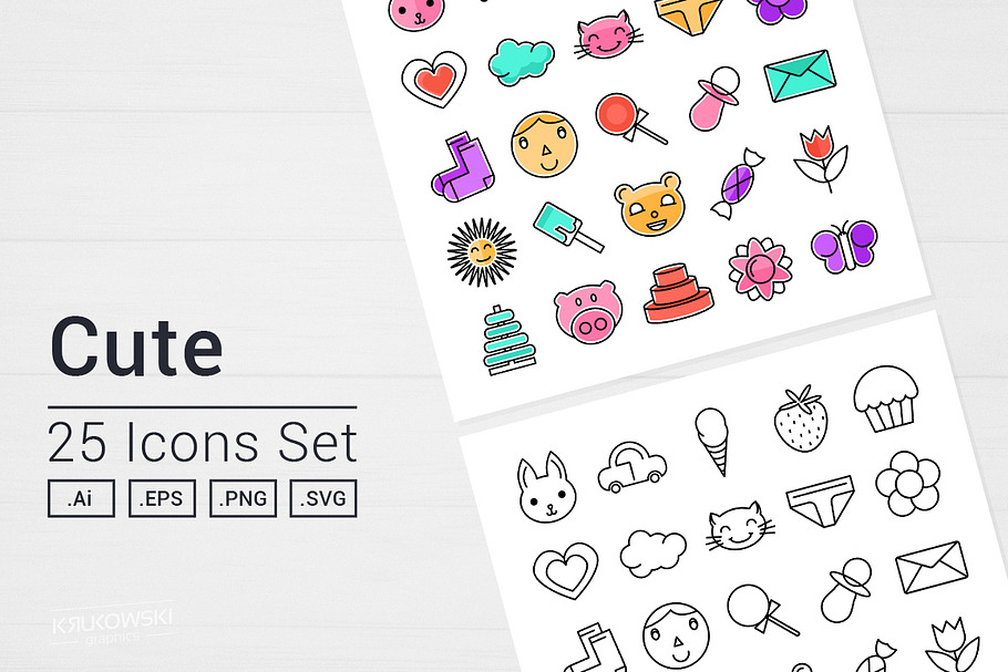 Cute Things Icons Set in Graphics - product preview 8