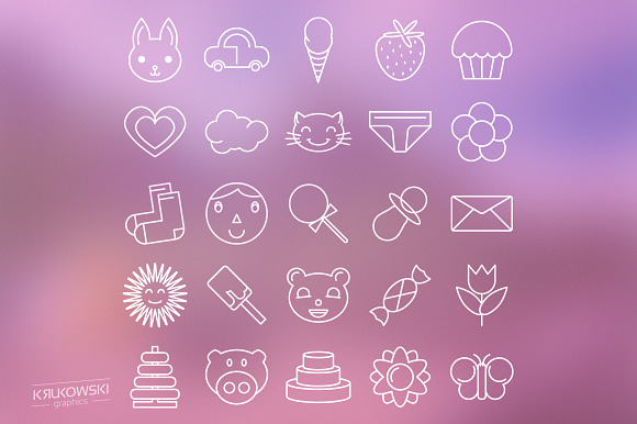 Cute Things Icons Set in Graphics - product preview 1