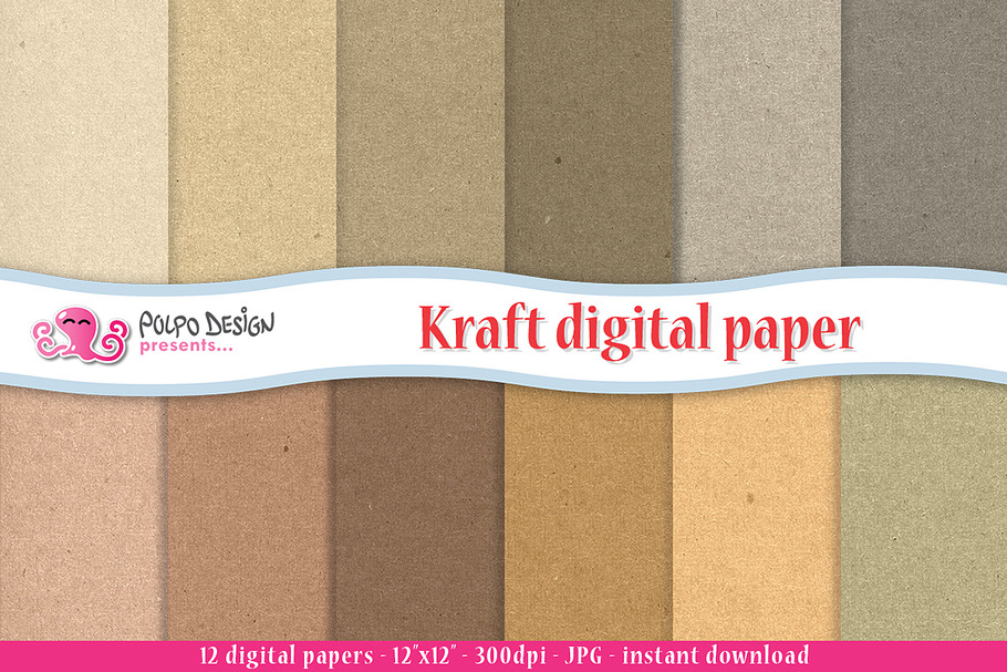 Kraft Digital Paper in Textures - product preview 8