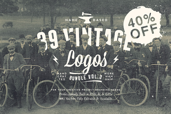 NameBased Vintage Logos Bundle Vol.2 in Logo Templates - product preview 4
