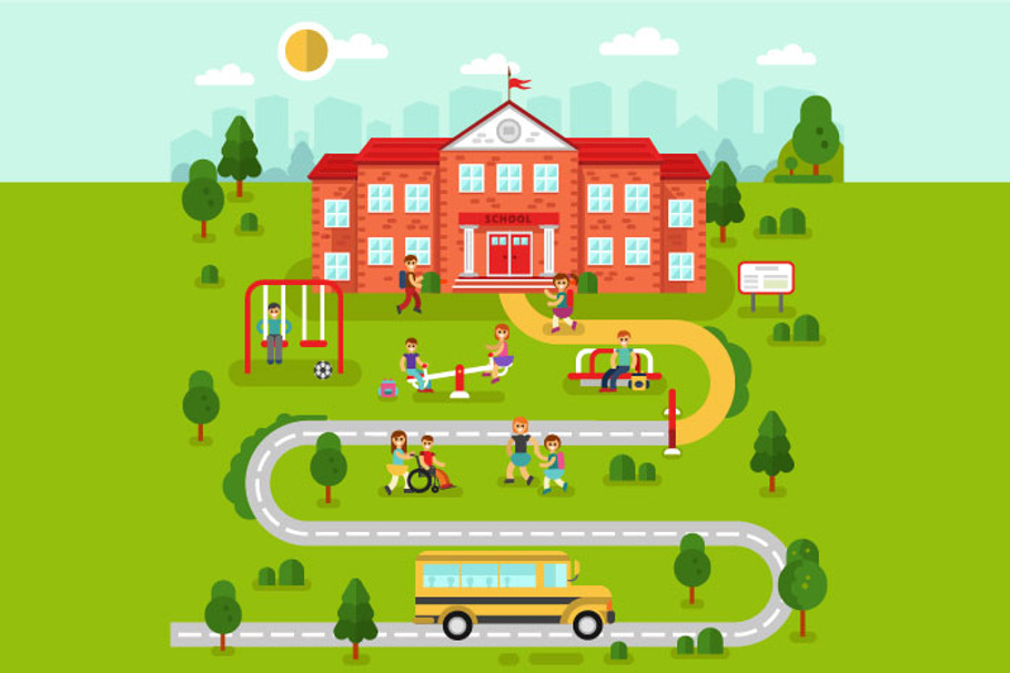 School Map Vector in Illustrations - product preview 8