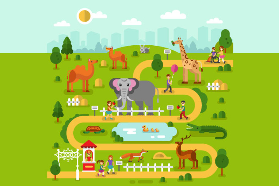 Zoo Map Vector Illustration in Illustrations - product preview 8