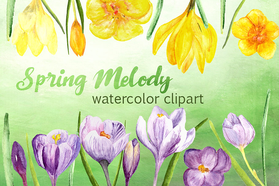 Spring Melody Watercolor Clipart Set in Objects - product preview 8