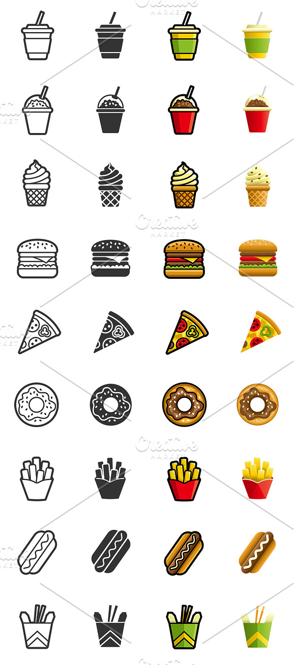 Fast food icon set in Graphics - product preview 1