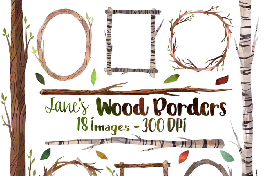 Watercolor Wooden Frames and Borders in Illustrations - product preview 8