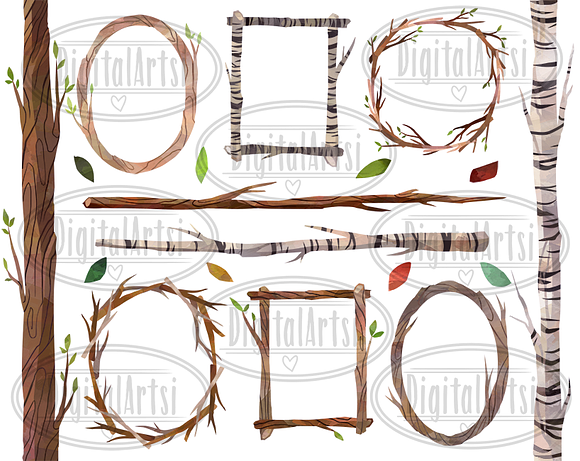 Watercolor Wooden Frames and Borders in Illustrations - product preview 1