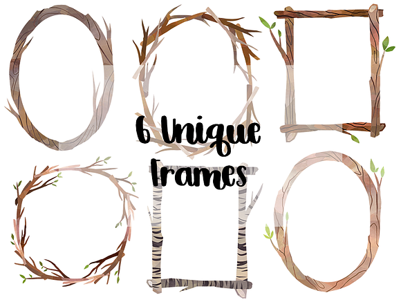 Watercolor Wooden Frames and Borders in Illustrations - product preview 3