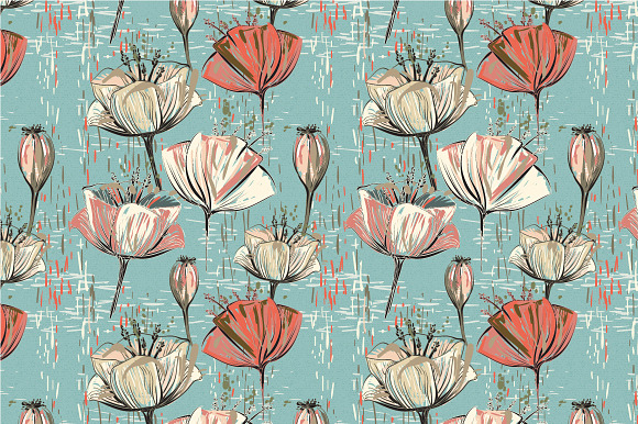 6 Colorful Floral Seamless Patterns in Patterns - product preview 3