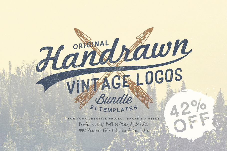 Hand Drawn Vintage Logos Bundle in Logo Templates - product preview 8