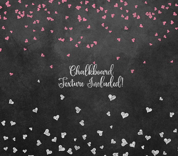 Chalkboard Hearts Confetti Clipart in Objects - product preview 1