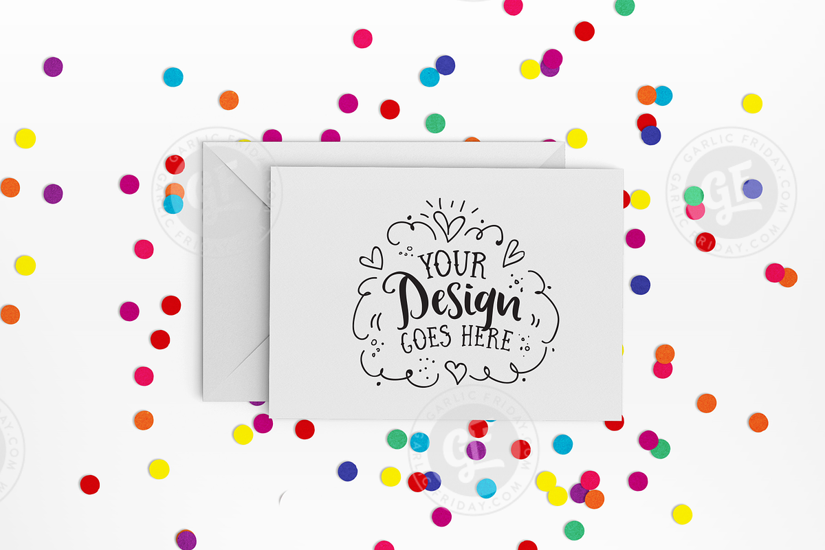 Bright confetti greeting card mockup in Print Mockups - product preview 8