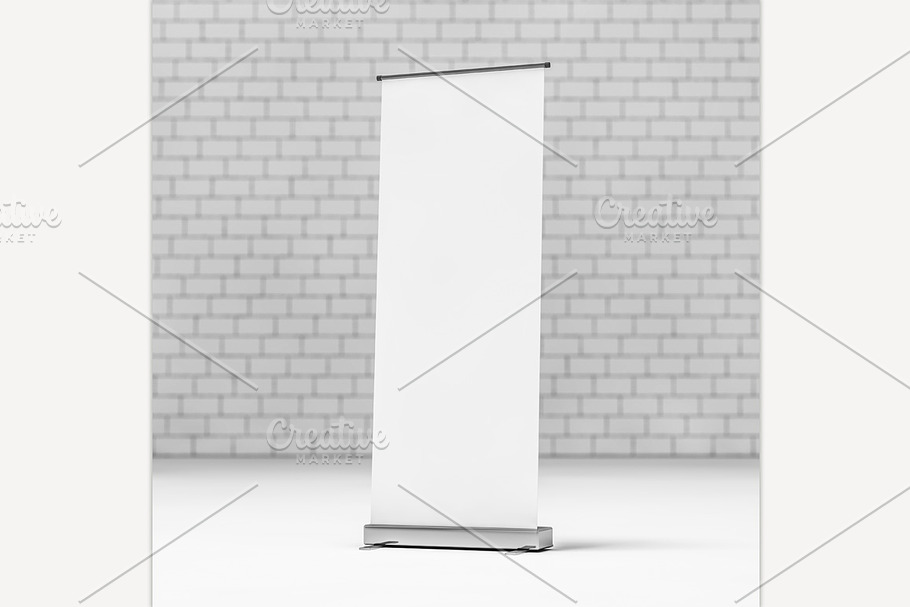 Blank Roll Up Banner. 3D rendering in Graphics - product preview 8