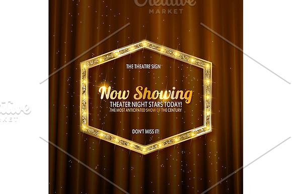 Golden frame with light bulbs in Graphics - product preview 4
