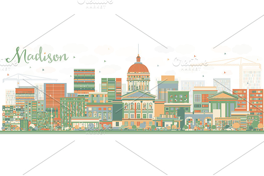 Abstract Madison Skyline  in Illustrations - product preview 8