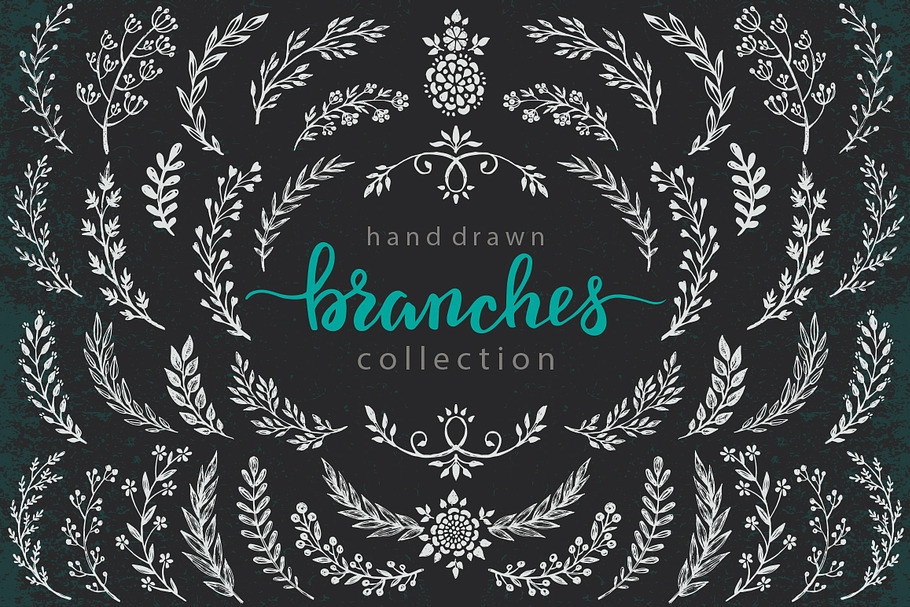 Branches, wreaths, wedding design in Graphics - product preview 8