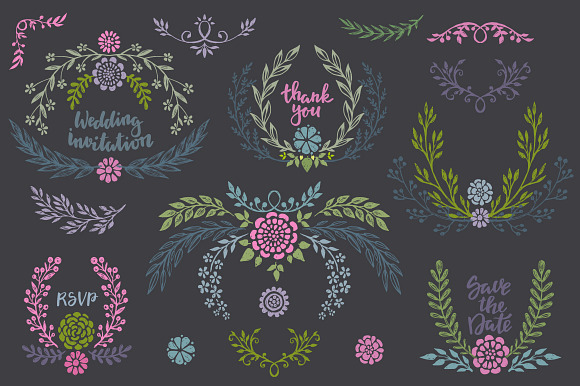 Branches, wreaths, wedding design in Graphics - product preview 4