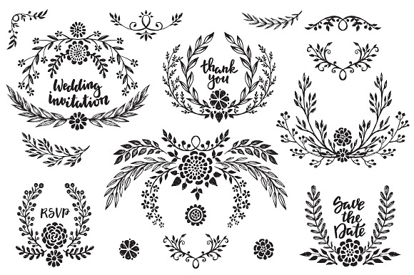 Branches, wreaths, wedding design in Graphics - product preview 5