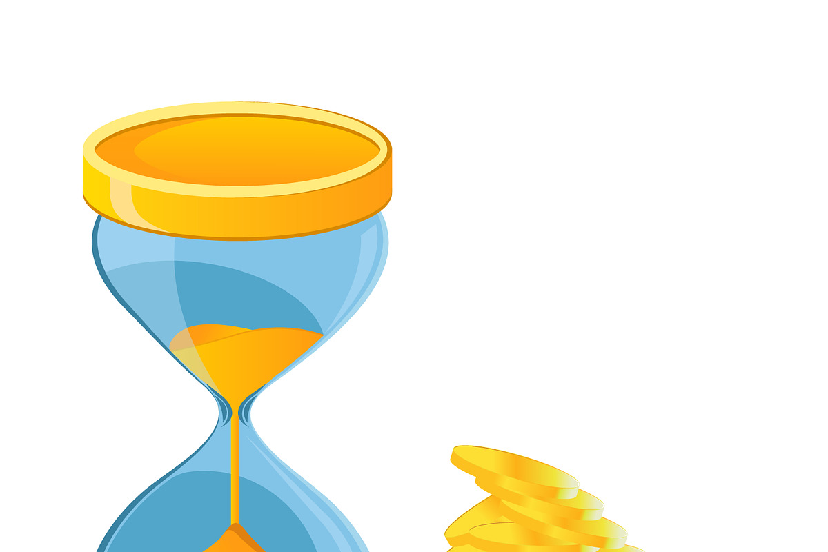 hour glass, coins, time is money in Illustrations - product preview 8