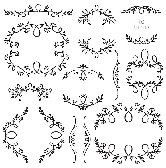 Branches, wreaths, wedding design in Graphics - product preview 8