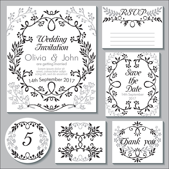 Branches, wreaths, wedding design in Graphics - product preview 12