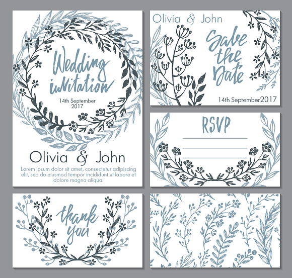 Branches, wreaths, wedding design in Graphics - product preview 13