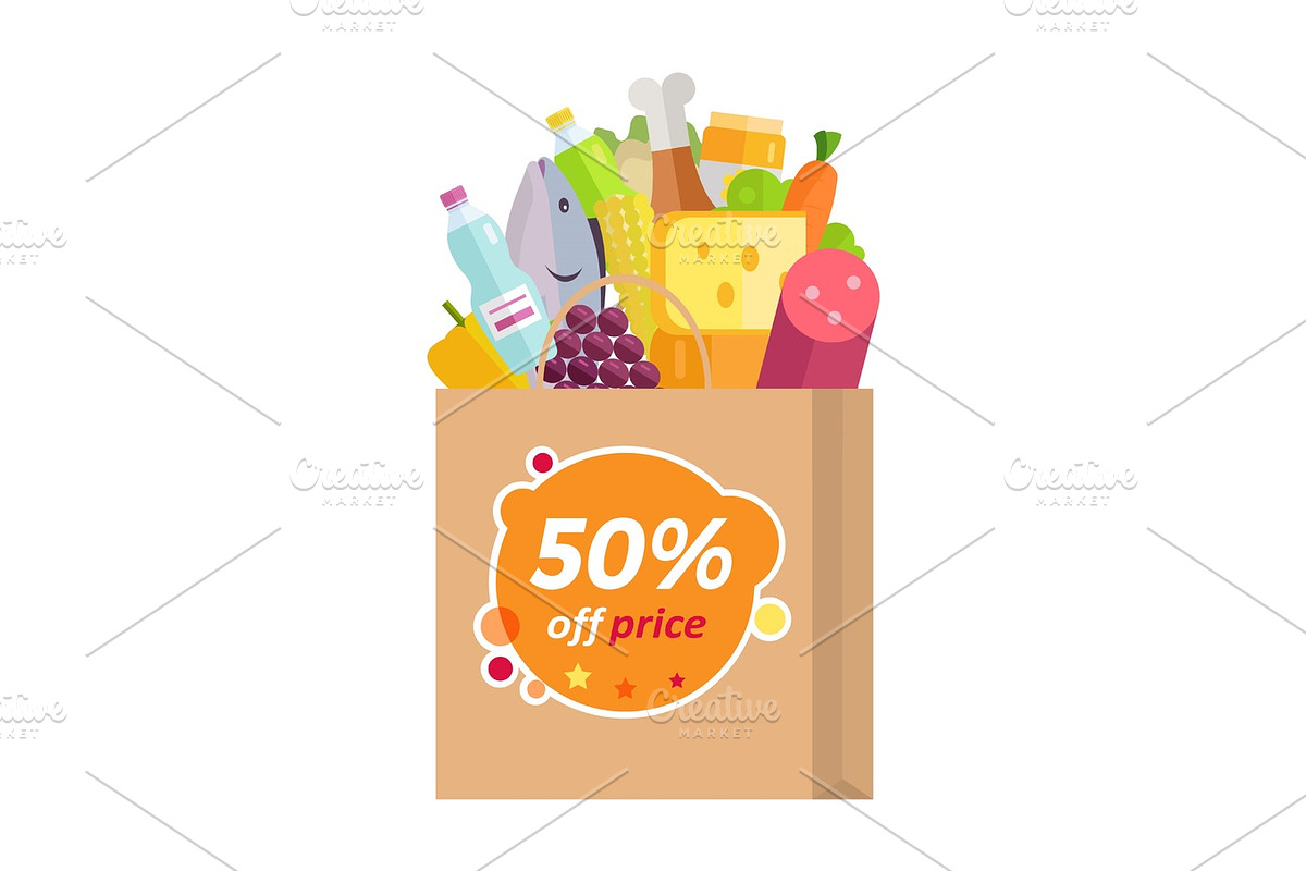 Sale in Grocery Store Flat Style Vector Concept  in Illustrations - product preview 8