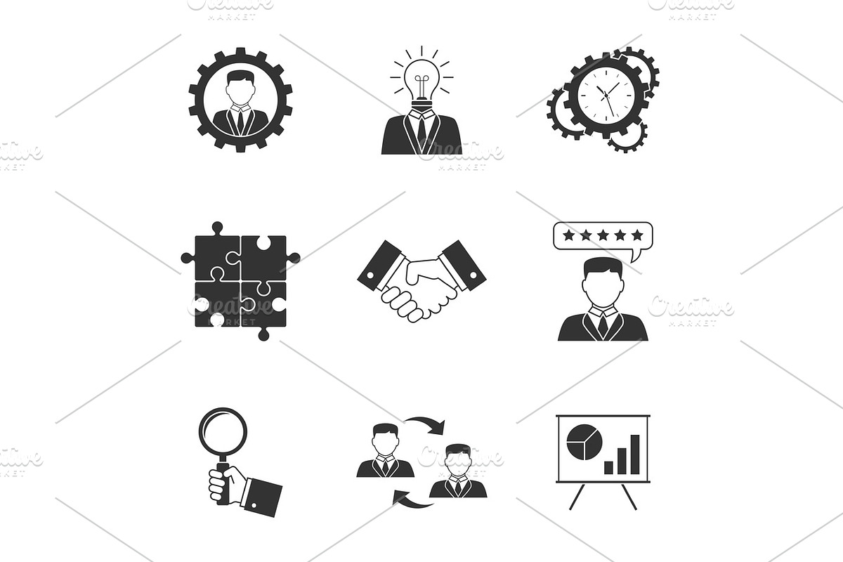 Management icons on white background in Illustrations - product preview 8