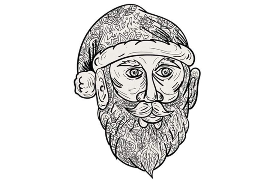 Santa Claus Head Mandala in Illustrations - product preview 8