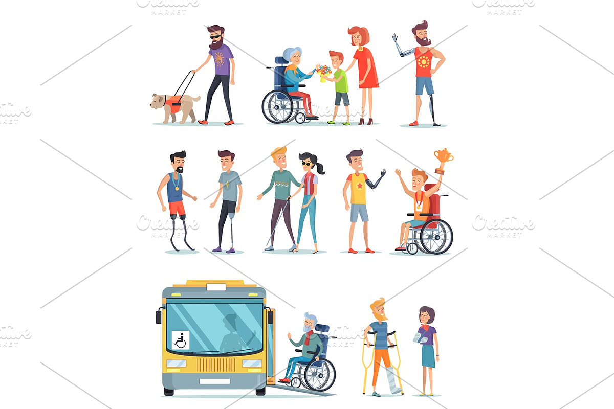 Disabled People and Help for Them White Poster in Illustrations - product preview 8